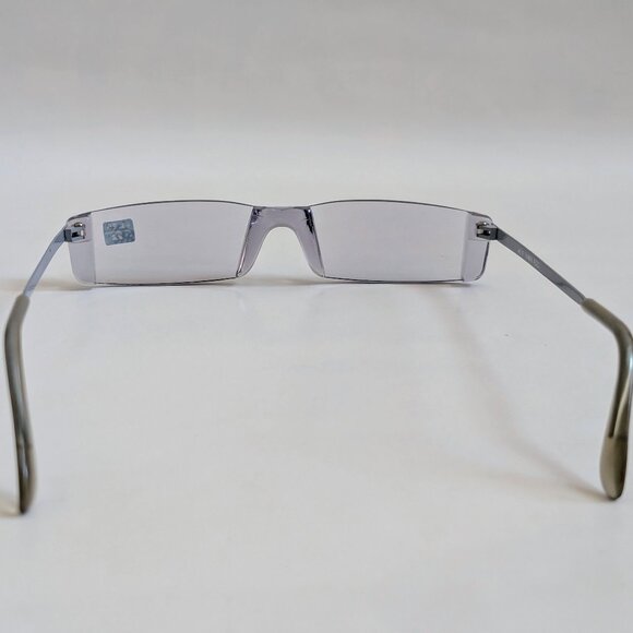 NWT Vintage 90's Small Rectangle Rimless Half Frame Reading Glasses (Gray) - Picture 4 of 4